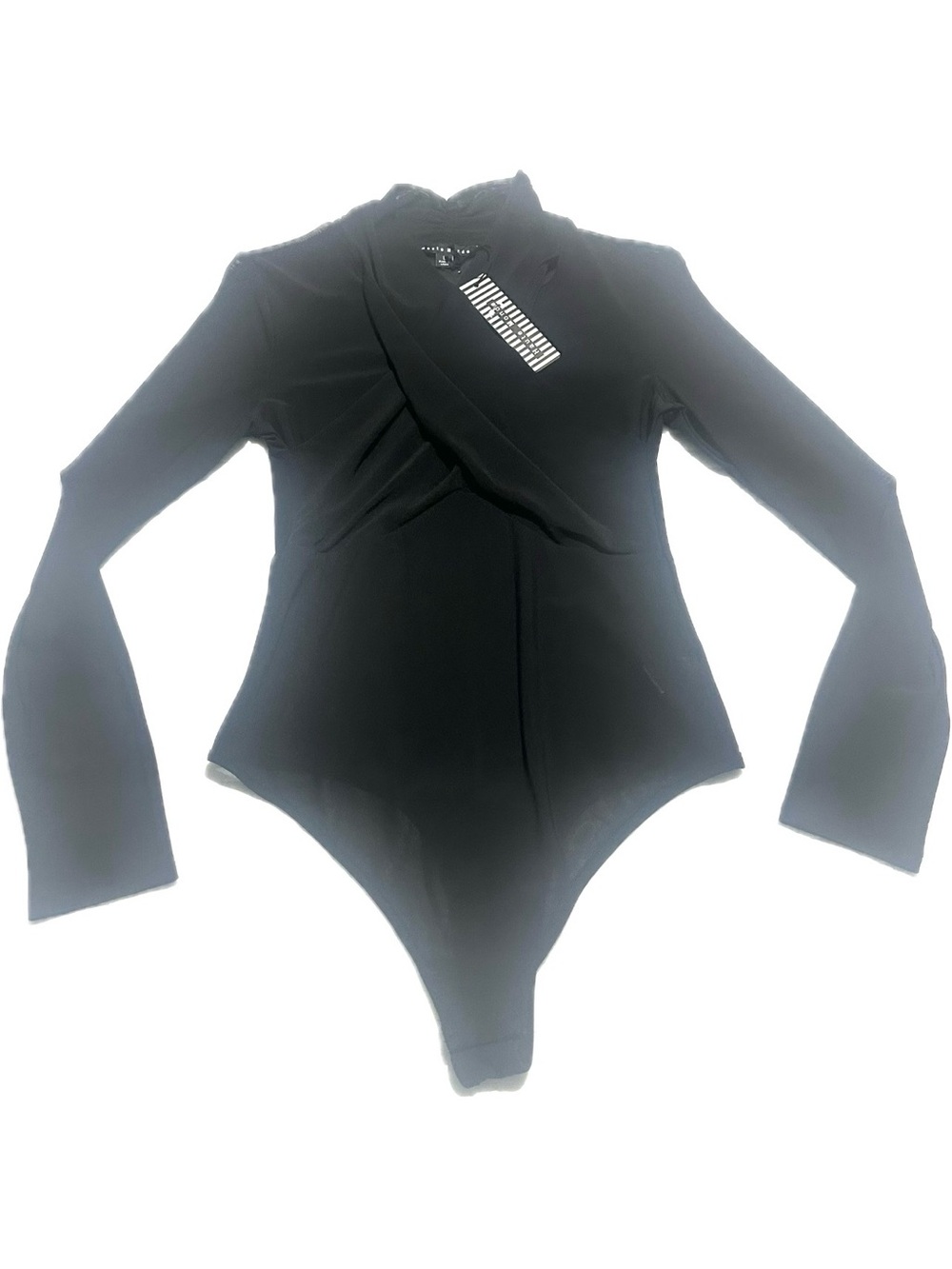 Haute Monde Black Long Sleeve Twist-Front Bodysuit